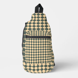Yellow Green Checker Diamond Pattern Sling Bag