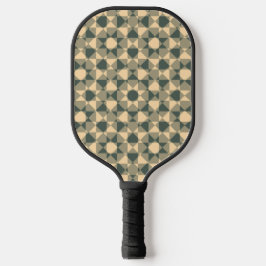 Yellow Green Checker Diamond Plaid Pattern Pickleball Paddle