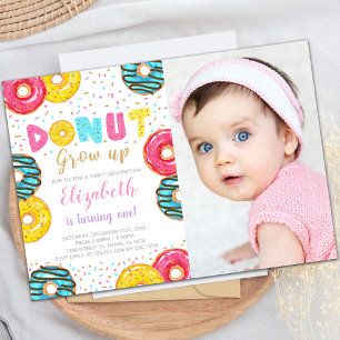Yellow Green Donut Birthday Invitation foto Kaart
