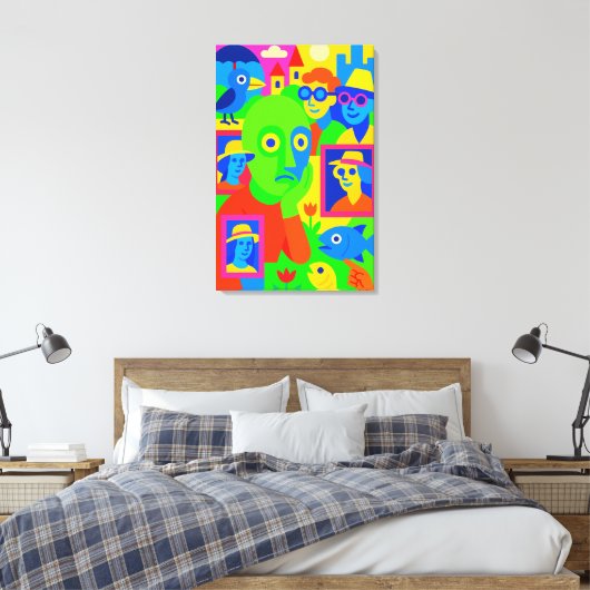 Yellow Green Fish Face Canvas Afdruk (Insitu (Slaapkamer))