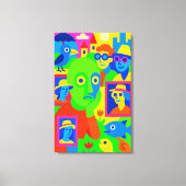 Yellow Green Fish Face Canvas Afdruk (Voorkant)