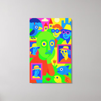 Yellow Green Fish Face Canvas Afdruk