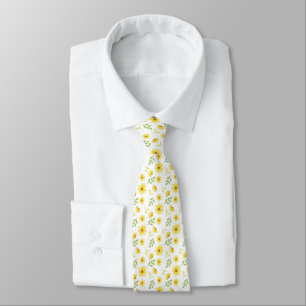 Yellow Green Floral Pattern Stropdas