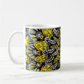 Yellow Green Hand Drawn Mandala Design Koffiemok (Links)