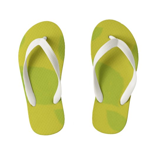 Yellow Green Leaves Kinder Teenslippers (Voetbed)