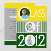 Yellow Green Multi Photo Afstuderen Invitation Kaart (Voorkant / Achterkant)