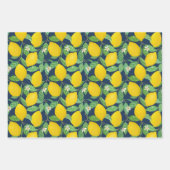 Yellow Green Navy Blue Lemon Pattern Inpakpapier Vel (Voorkant 3)