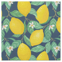 Yellow Green Navy Blue Lemon Pattern