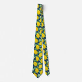 Yellow Green Navy Blue Lemon Pattern  Stropdas (Voorkant)