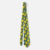 Yellow Green Navy Blue Lemon Pattern  Stropdas (Achterkant)