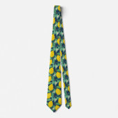 Yellow Green Navy Blue Lemon Pattern Stropdas (Voorkant)