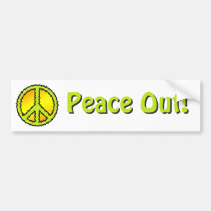 Yellow Green Peace Sign Bumpersticker