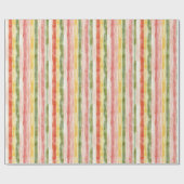 Yellow Green Pink Orange Stripes Birthday Cadeaupapier (Vlak)