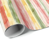 Yellow Green Pink Orange Stripes Birthday Cadeaupapier (Rol Hoek)