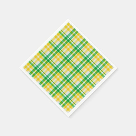 Yellow Green Plaid Pattern Check Print Tartan Servet (Hoek)