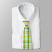 Yellow Green Plaid Pattern Check Print Tartan Stropdas (Gebonden)