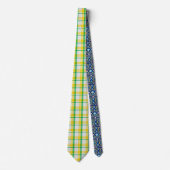 Yellow Green Plaid Pattern Check Print Tartan Stropdas (Voorkant)
