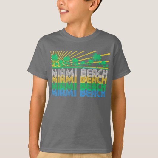 Yellow Green Retro Miami Beach Florida T-Shirt (Voorkant)