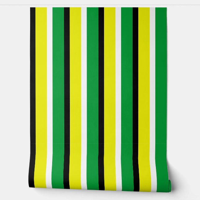 Yellow Green Stripes Pattern Behang (Afrollen)