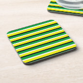 Yellow Green Stripes Pattern Bier Onderzetter (Linkerzijde)