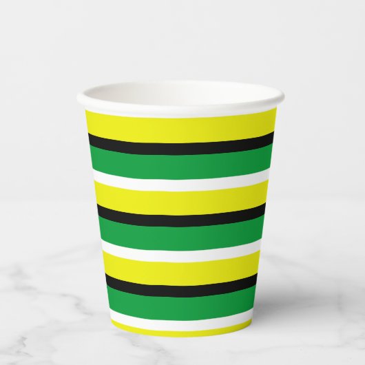 Yellow Green Stripes Pattern Papieren Bekers (Voorkant)