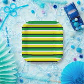 Yellow Green Stripes Pattern Papieren Bordje (Feest)
