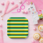 Yellow Green Stripes Pattern Papieren Bordje (Feest)