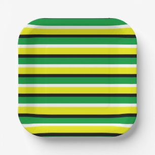 Yellow Green Stripes Pattern Papieren Bordje