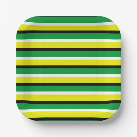 Yellow Green Stripes Pattern Papieren Bordje (Voorkant)