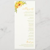 Yellow Green Summer Floral Vibrant Bloom Wedding Programmakaart (Achterkant)
