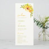 Yellow Green Summer Floral Vibrant Bloom Wedding Programmakaart (Staand voorkant)