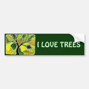Yellow Green Tree Art Card Bumpersticker