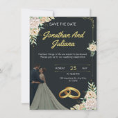 Yellow & Green Vintage Wedding Invitation Kaart (Voorkant)
