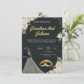 Yellow & Green Vintage Wedding Invitation Kaart (Staand voorkant)