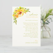 Yellow Green Wedding Welcome Letter Itinerary Card Kaart (Staand voorkant)
