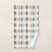 Yellow Green White Plaid Stripes Bad Handdoek (Handdoek)