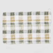 Yellow Green White Plaid Stripes Golfhanddoek (Horizontaal)