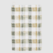 Yellow Green White Plaid Stripes Golfhanddoek (Voorkant)