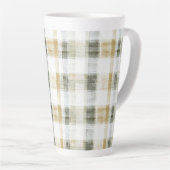 Yellow Green White Plaid Stripes Latte Mok (Rechterhoek)
