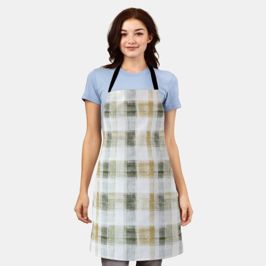 Yellow Green White Plaid Stripes Schort (Gedragen)
