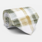Yellow Green White Plaid Stripes Stropdas (Opgerold)