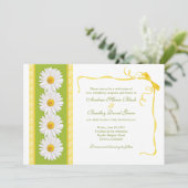 Yellow Green White Shasta Daisy Wedding Invitation Kaart (Staand voorkant)