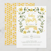 Yellow Greenery Floral Bee Waterverf Kaart (Voorkant / Achterkant)