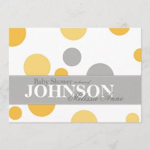 Yellow Grey Big Stippen Baby shower Invitation Car Kaart