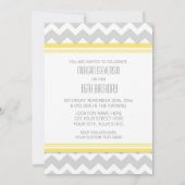Yellow Grey Chevron 16th Birthday Party Invitation Kaart (Achterkant)