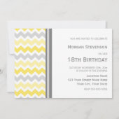 Yellow Grey Chevron 18th Birthday Party Invitation Kaart (Achterkant)