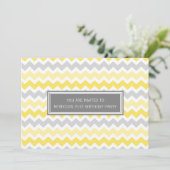 Yellow Grey Chevron 21st Birthday Party Invitation Kaart (Staand voorkant)
