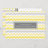 Yellow Grey Chevron 21st Birthday Party Invitation Kaart (Voorkant / Achterkant)