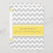 Yellow Grey Chevron 40th Birthday Party Invitation Kaart (Voorkant / Achterkant)