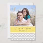 Yellow Grey Chevron Photo Weddenschap Save the Dat Save The Date (Achterkant)
